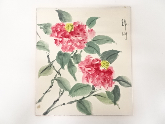 JAPANESE ART / HAND PAINTED SHIKISHI / CAMELLIA / ARTISTS WORK